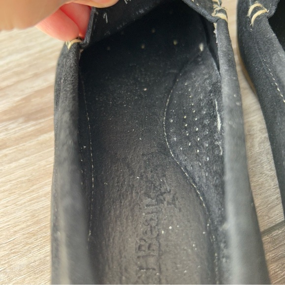 LL  Bean Black Suede Leather Slip On Loafers - Picture 6 of 13